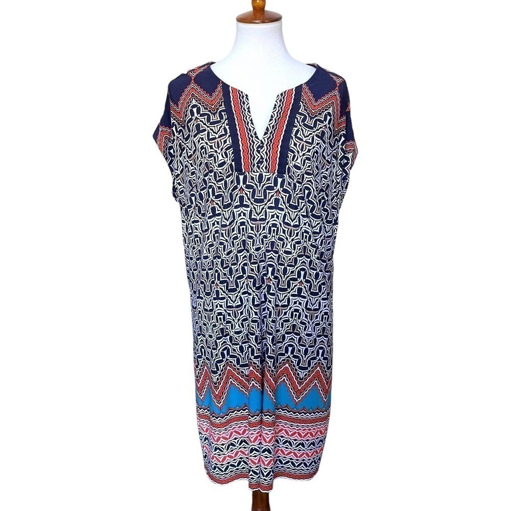 Laundry by Shelli Segal Multicolor Printed Tribal Tunic Shift Dress Size L